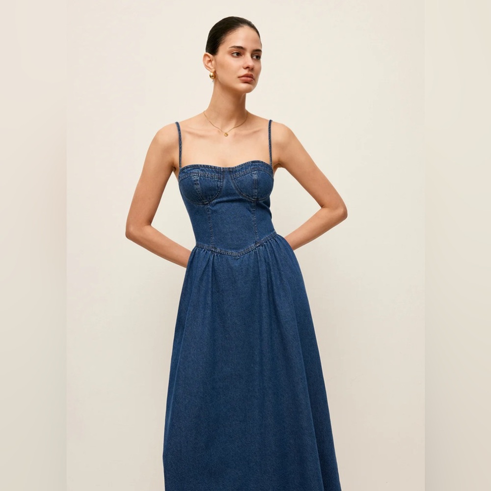 Commense Blue Denim Maxi Dress